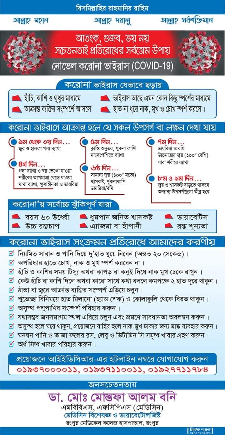 করোনা সচেতনতা ও সহায়তা কার্যক্রম